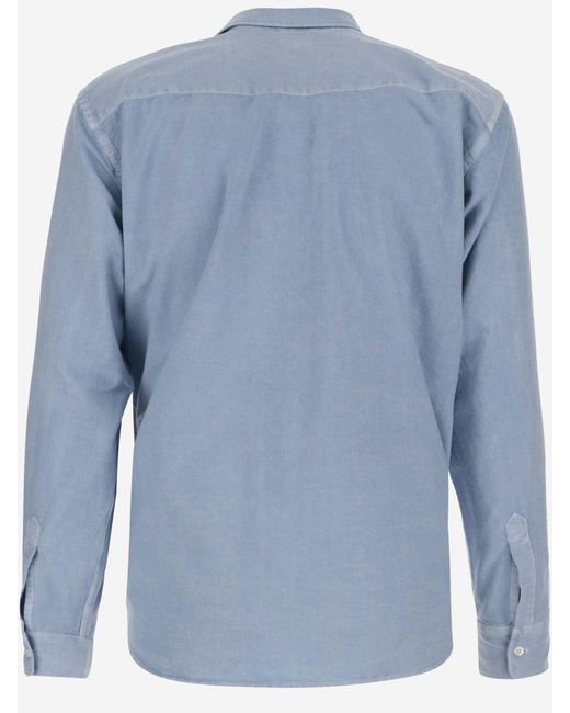 Aspesi Blue Cotton Oxford Shirt for men