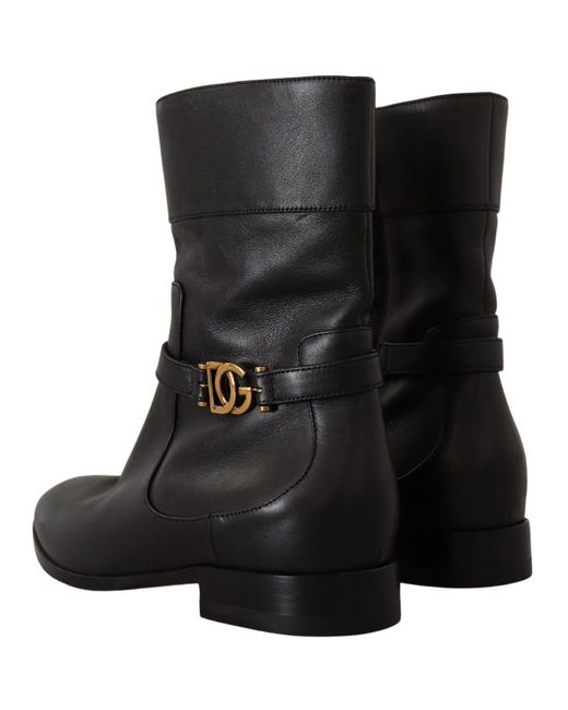 Dolce & Gabbana Black Elegant Leather Biker Boots