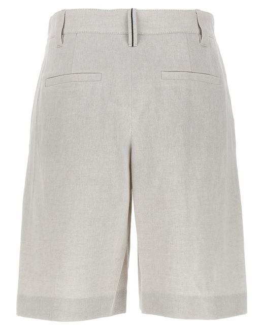 Brunello Cucinelli White Pleated Bermuda Shorts