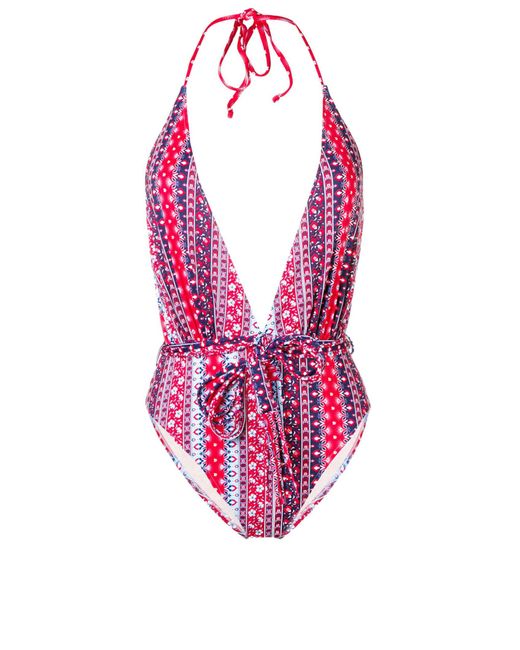 Mc2 Saint Barth Red One Piece Gipsy Print