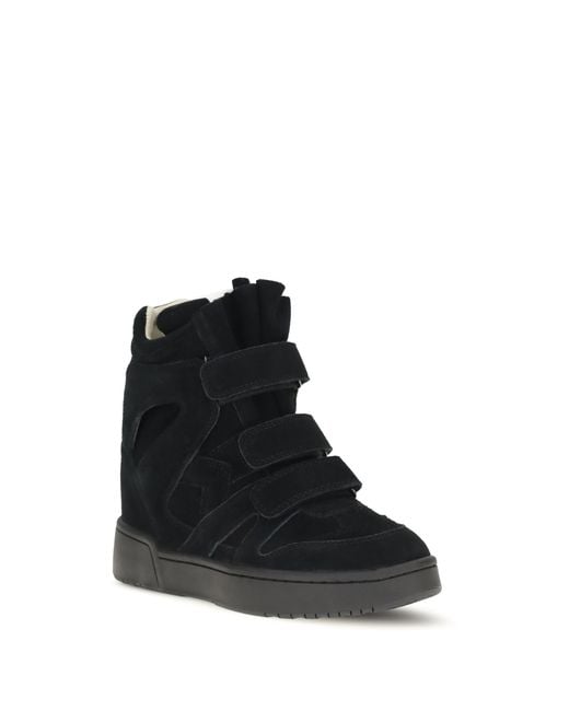 Isabel Marant Black Wedge Leather Sneakers Im3-Gz