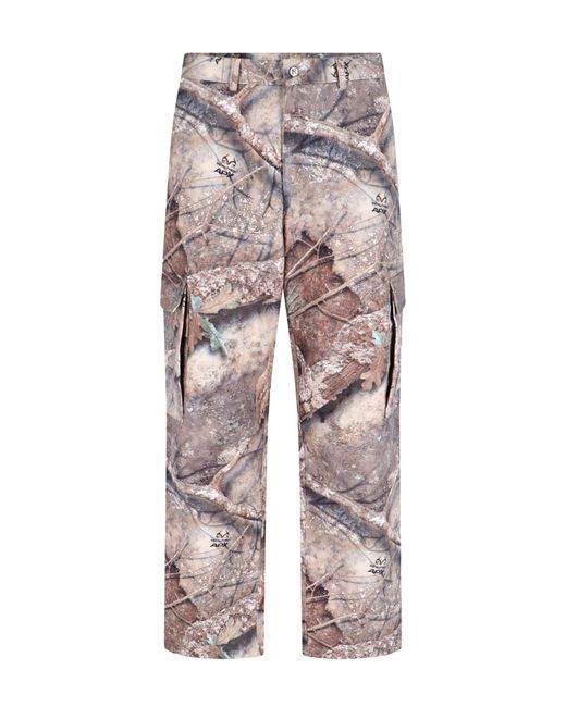 Represent Green Cargo Trousers Real Tree Camo Cotton for men