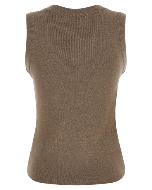 GIUSEPPE DI MORABITO Brown Virgin Wool Sleeveles T-Shirt