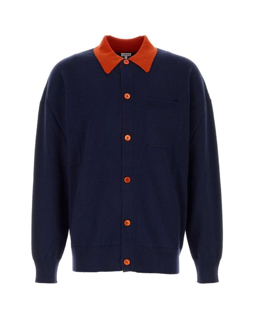 Loewe Dark Blue Wool Cardigan for men