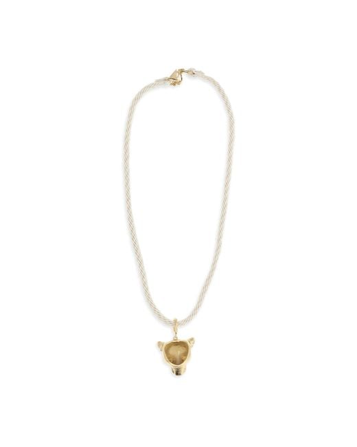 Forte_forte White Sculpture Necklace With Puma Pendant Bronze Necklaces