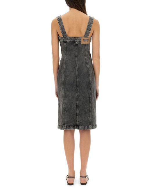 Moschino Black Denim Midi Dress Cotton