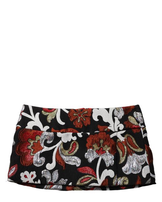 Dolce & Gabbana Black Floral Jacquard Mid Waist Mini Skirt