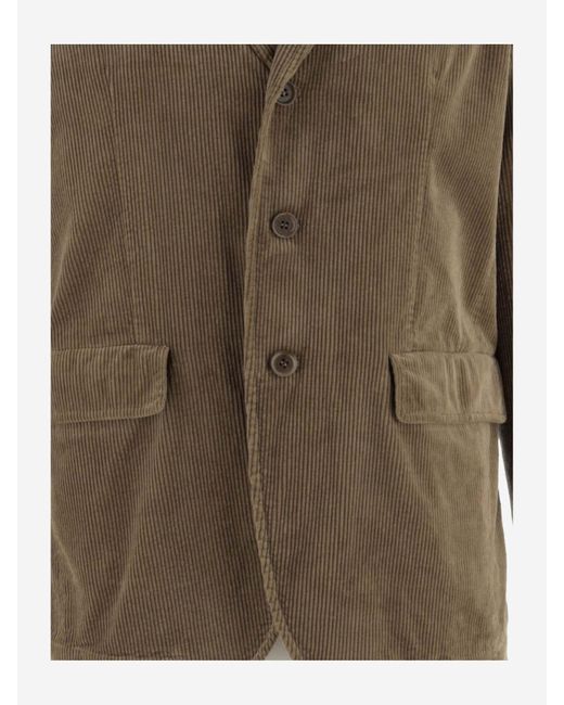 Aspesi Green Single-Breasted Corduroy Jacket for men