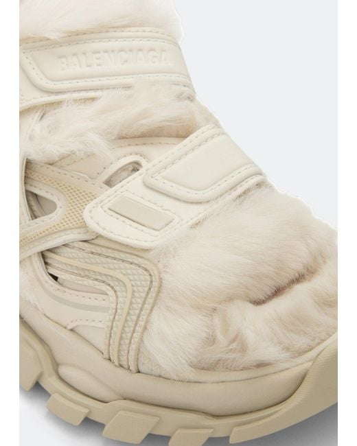Balenciaga Natural Faux-Fur Track Sandals
