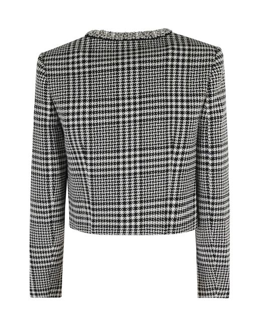 Self-Portrait Black Houndstooth Crystal Trim Jacket