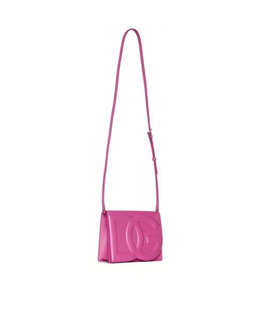 Dolce Gabbana Leather Logo Embossed Foldover Top Crossbody Bag In Pink Save 22 Lyst Uk
