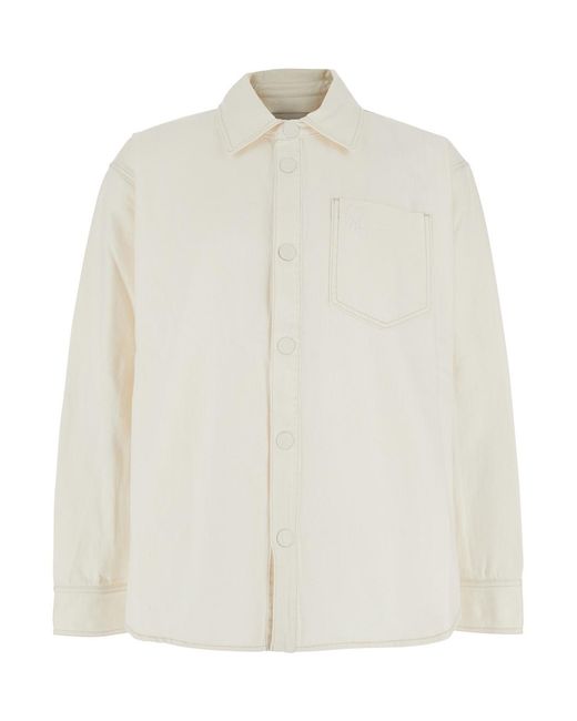 AMI White Cotton Shirt With Adc Embroidery for men