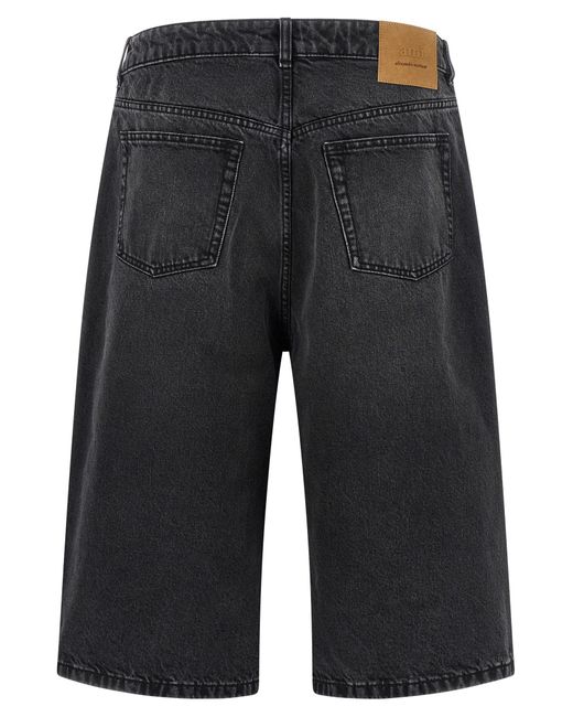 AMI Gray Cotton Bermuda Shorts for men