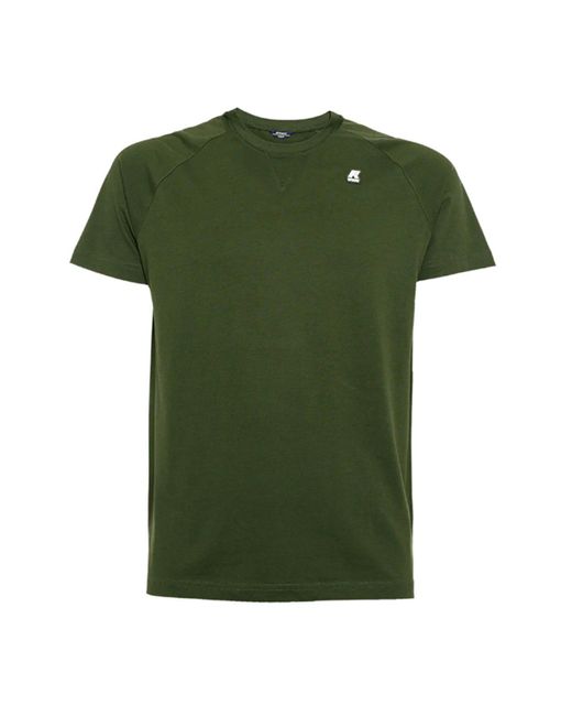 K-Way Green Logo Patch Crewneck T-Shirt T-Shirt for men