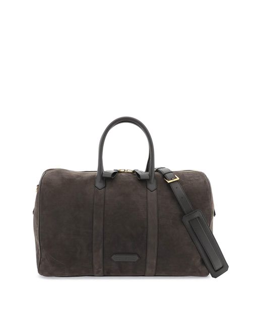 Tom Ford Black Suede Duffle Bag for men