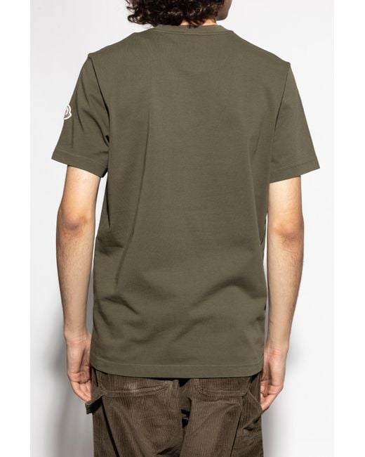 Moncler Green T-Shirt With Printed Logo for men