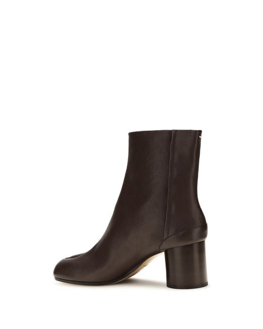 Maison Margiela Brown Ankle Boots Tabi Lambskin Leather