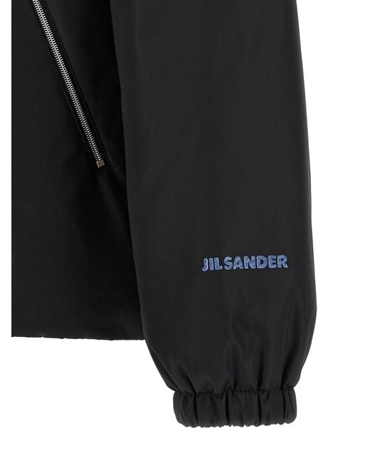 Jil Sander Black Polyester Full-Length Jacket Clothing for men