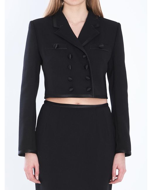 Dolce & Gabbana Black Cropped Double-Breasted Jacket