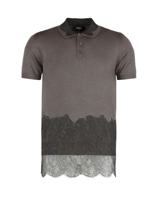 Fendi Gray Polo Shirt Cashmere for men