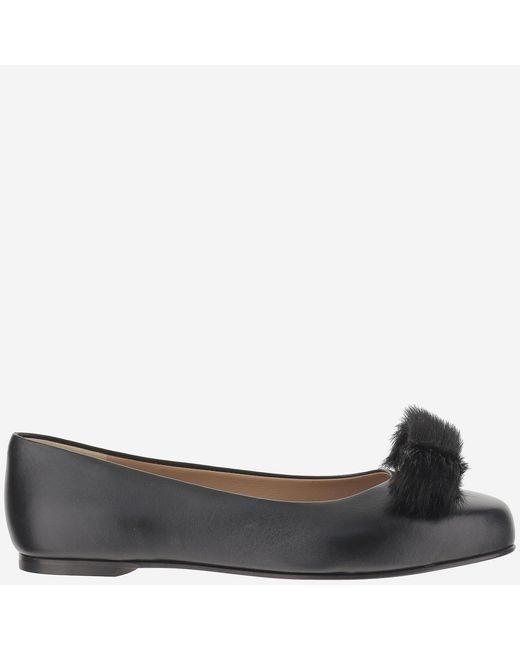 Ferragamo Black Ballet Flats Leather Ballerina Shoes