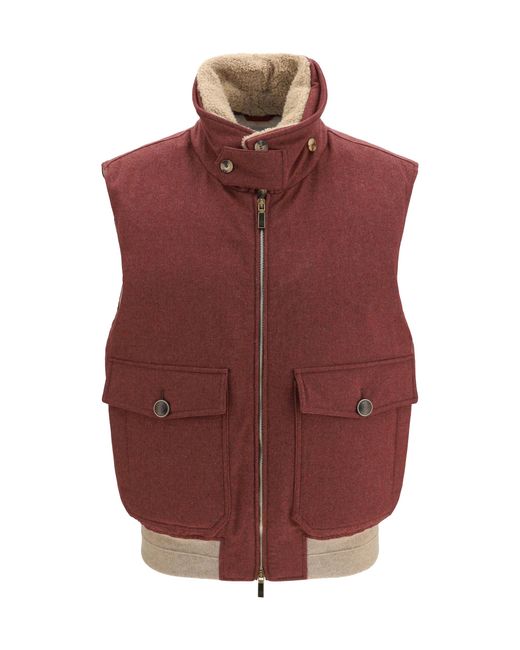 Brunello Cucinelli Purple Wool Padded Vest Outer: (Ovis Aries) Blazers for men