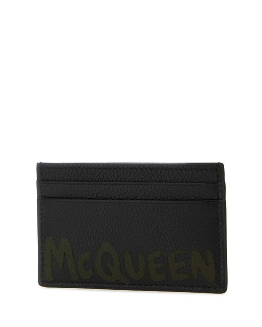 Alexander McQueen Black Leather Card Holder for men
