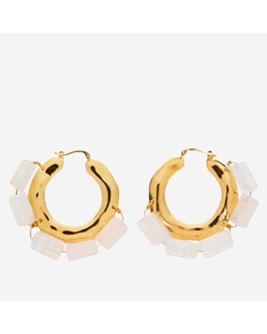 Jil Sander Metallic Brass Earrings With Natural Stones