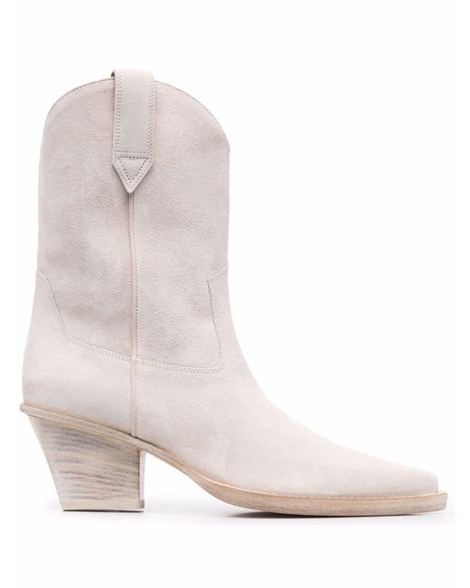 Paris Texas Off White Suede Western-style Boots | Lyst