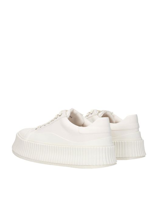 Jil Sander White Chunky Sole Canvas Sneakers for men
