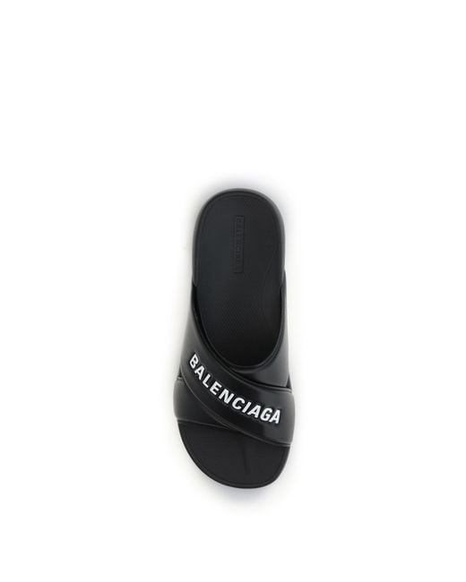 Balenciaga Black Cross-Logo Slides Rubber Sandal for men