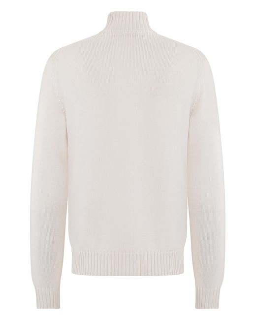 Slowear White Cardigan With Collar Virgin Wool Cardigans for men
