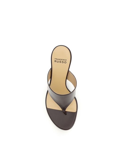 Francesco Russo White Thong Sandals Calf Leather Bos Taurus