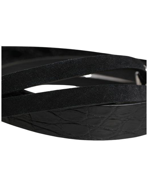Dolce & Gabbana Black Exotic Leather Metal Buckle Belt Eel Caiman Moluro Python