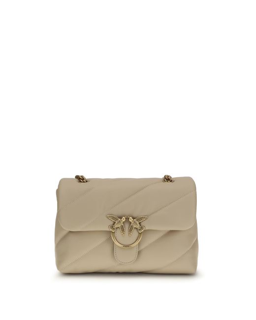 Pinko Natural Love Classic Leather Shoulder Bag Calf Bos Taurus