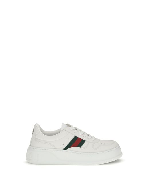 Gucci White Sneakers Oversized Sole Calf Leather Upper: Trainers for men