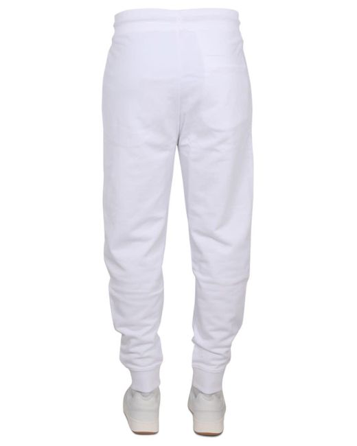 Boss White Jogger Pants With Logo Embroidery for men