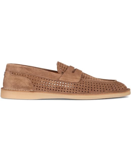 Dolce & Gabbana Brown Suede Loafers Calfskin for men