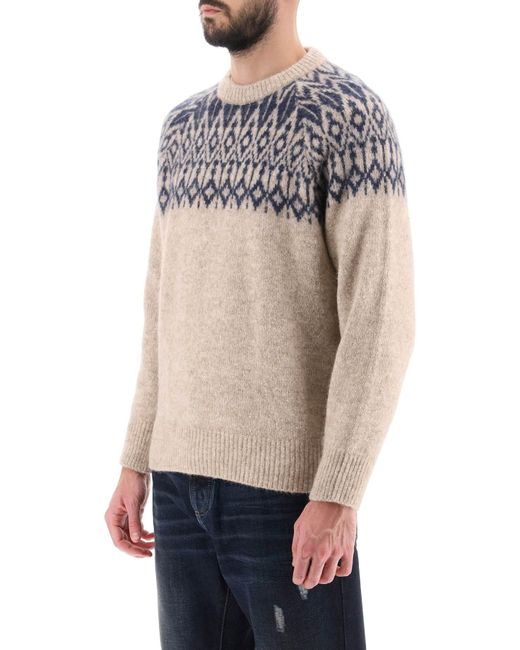 Brunello Cucinelli Pink Icelandic Jacquard Sweater for men