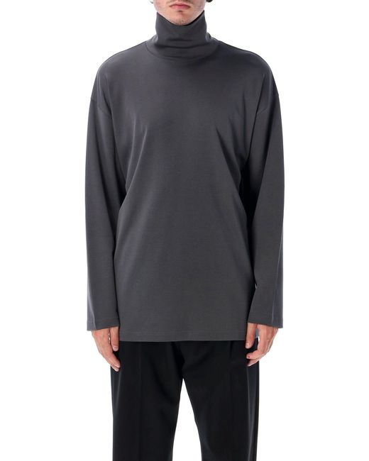 Lemaire Gray Relaxed Mock Neck T-Shirt for men