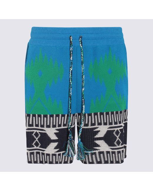 Alanui Blue Multicolour Cotton Blend Shorts for men