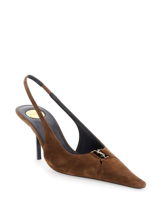 Saint Laurent Brown Heels Babylone 75 Leather Upper