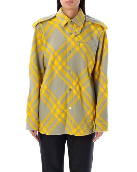 Burberry Yellow Check Wool Blend Shirt