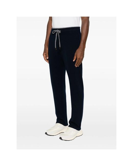 Fedeli Blue Davis Drawstring Track Pants for men