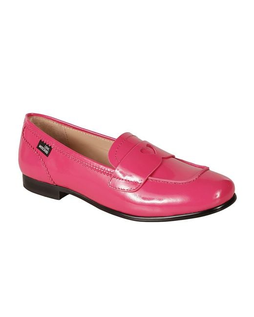 Love Moschino Pink College15 Vernice Loafers