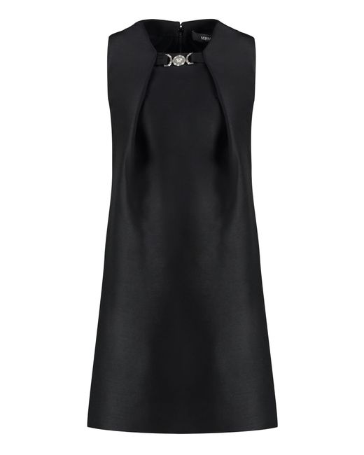 Versace Black Wool And Silk Mini Dress