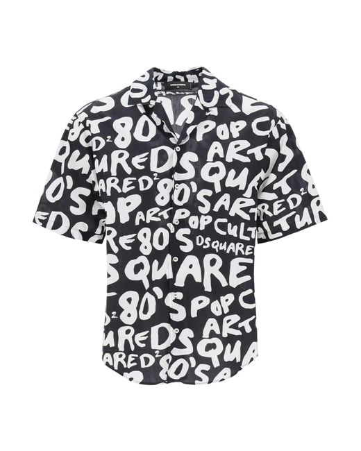DSquared² Black Popo 80's Bowling Shirt for men