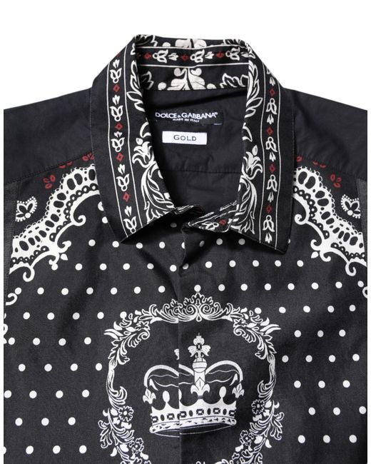 Dolce & Gabbana Black Bandana Formal Dress Shirt And Cotton Silk for men