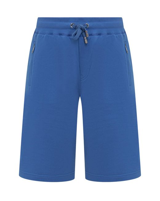 Dolce & Gabbana Blue Jogging Shorts With Logo Plaque for men