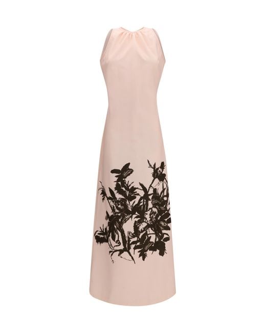 Crida Milano Pink Petunia Long Dress Cotton And Viscose Duchesse Cotton
